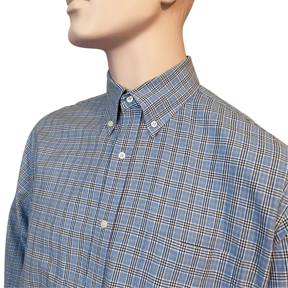 Bobby Jones Long Sleeve Shirt Dress Casual Sky Blue Plaid Button Down Collar - Picture 4 of 15